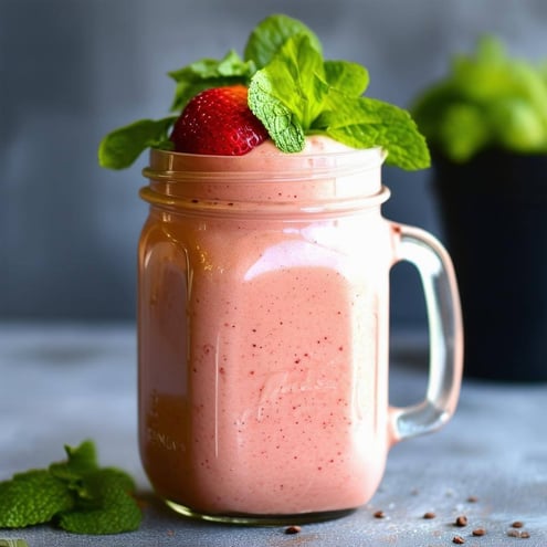 smoothie in a glass mason jar